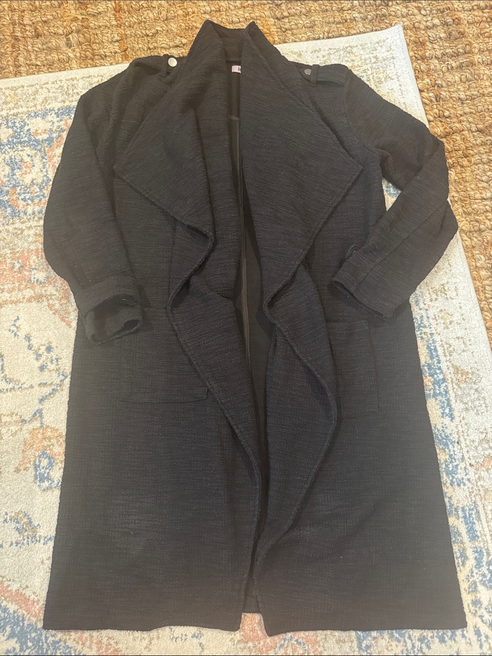 Black Open-Front Women's Drape Long Sweater Jacket